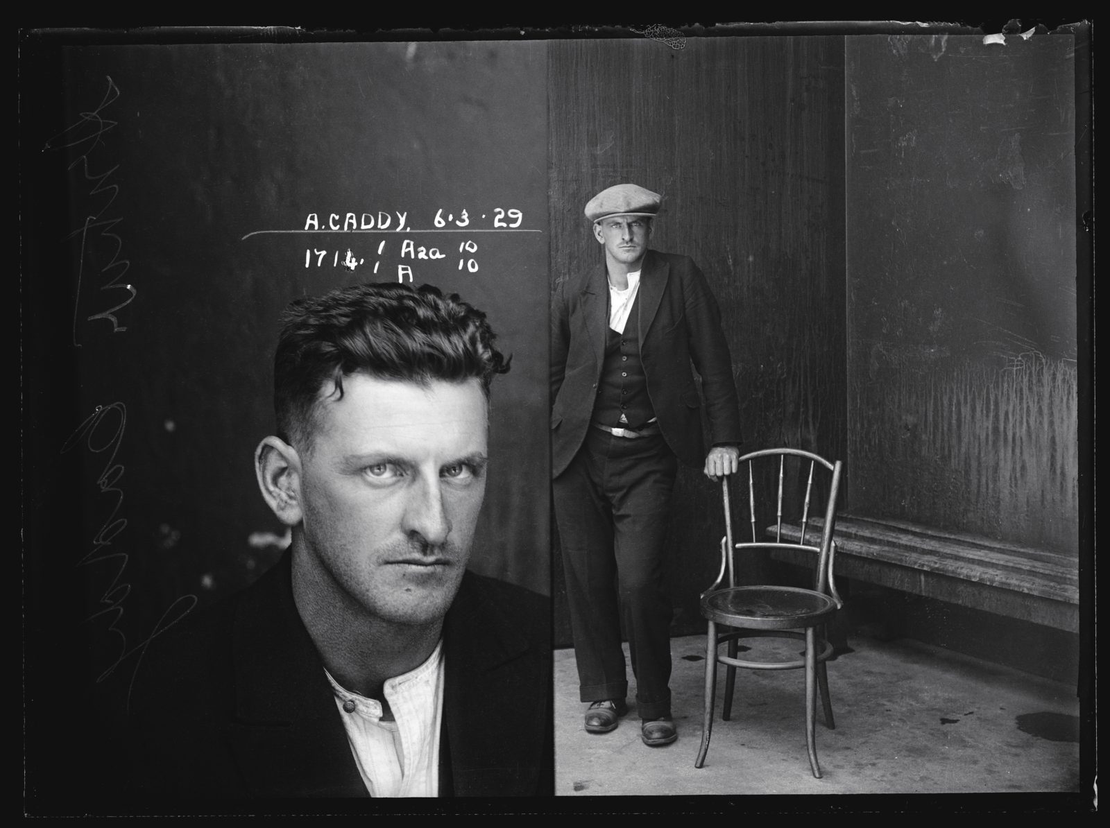 Image Credit:Arthur Caddy, 6 March 1929, Suspect, offence unknown, Special Photograph number 1714, NSW Police Forensic Photography Archive, Sydney Living Museums